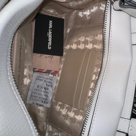 KARL LAGERFELD MAYBELLE BLACK WHITE SATCHEL TOTE CROSSBODY - Picture 11 of 11